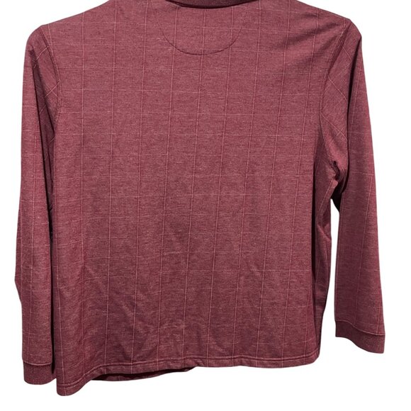 Haggar Mens XXL Long Sleeve Polo Shirt Burgundy Striped Polyester/Cotton Blend - Picture 2 of 4